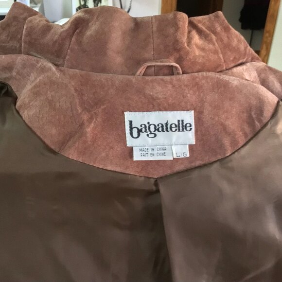 vintage mauve leather/suede open coat - Picture 2 of 3